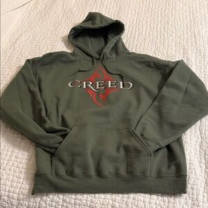 Creed Olive Green Hoodie with Red Logo